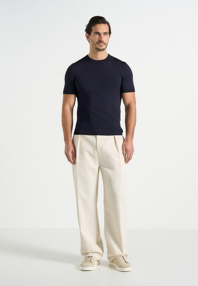 TS010 - Luxe Knitted T-Shirt - Navy