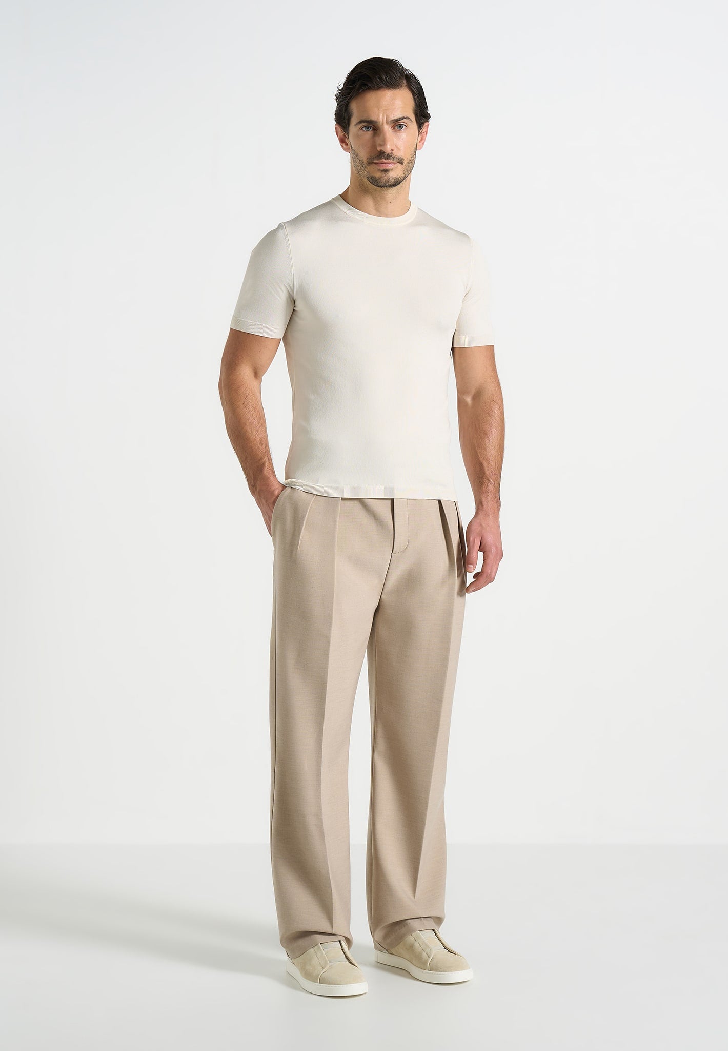 TS010 - Luxe Knitted T-Shirt - Cream 