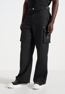 Mathis - Twill Signature Wide Leg Cargo Trousers - Black