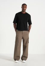 Mathis - Twill Signature Wide Leg Cargo Pants - Olive