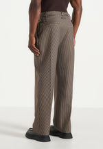 Pierre - Houndstooth Twin Pleat Pants - Brown