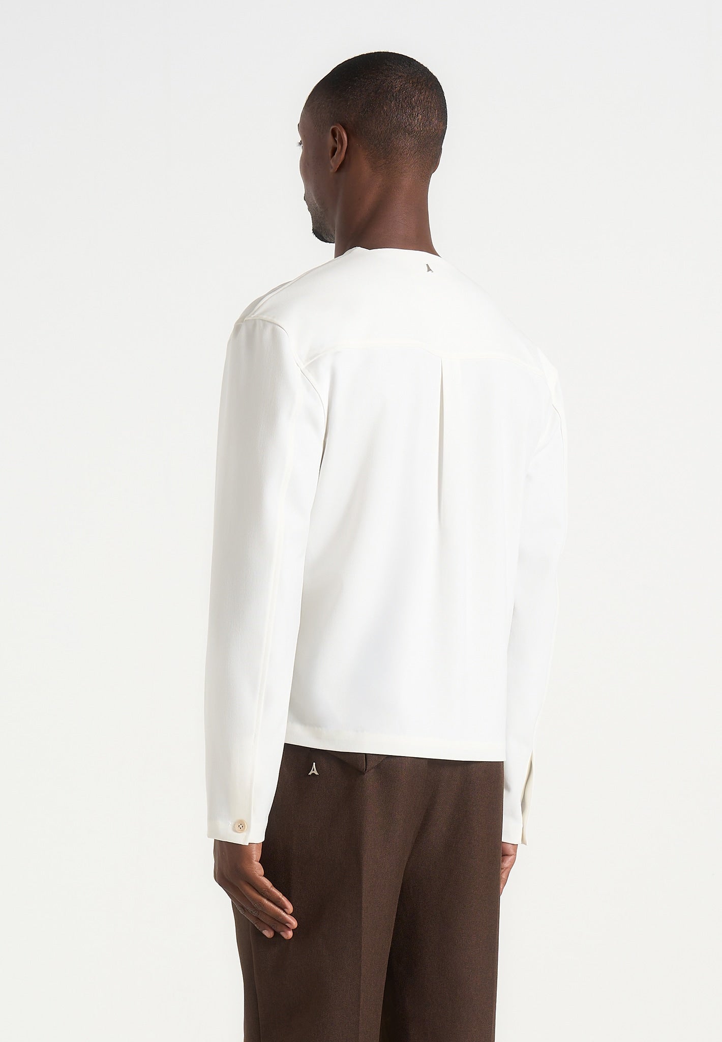 Zac - Boxy V-Neck Long Sleeve Shirt - White