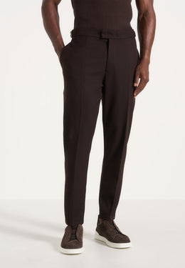 Hubert - Slim Fit Tailored Wool-Blend Trousers - Brown