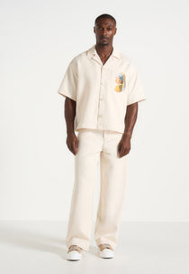 Lazare - Wide Leg Twill Jeans - Cream