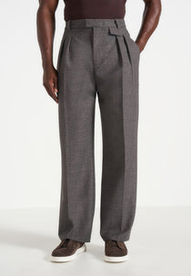 Pierre - Twin Pleat Tailored Pants - Dark Grey