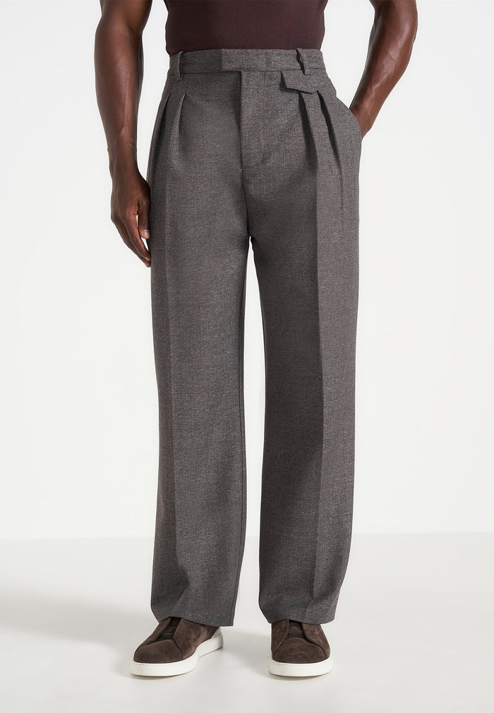Pierre - Twin Pleat Tailored Pants - Dark Grey