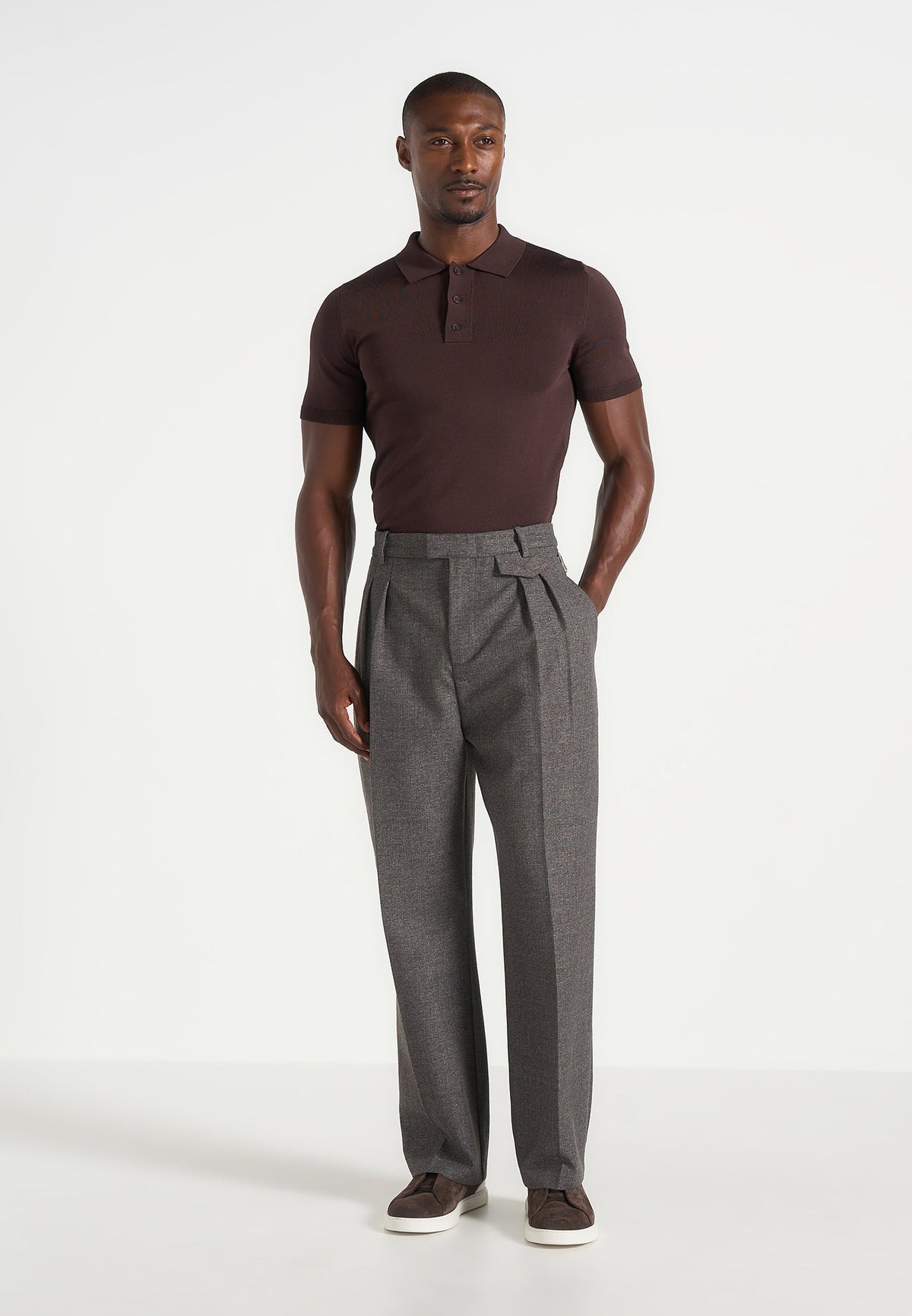 Pierre - Twin Pleat Tailored Pants - Dark Grey