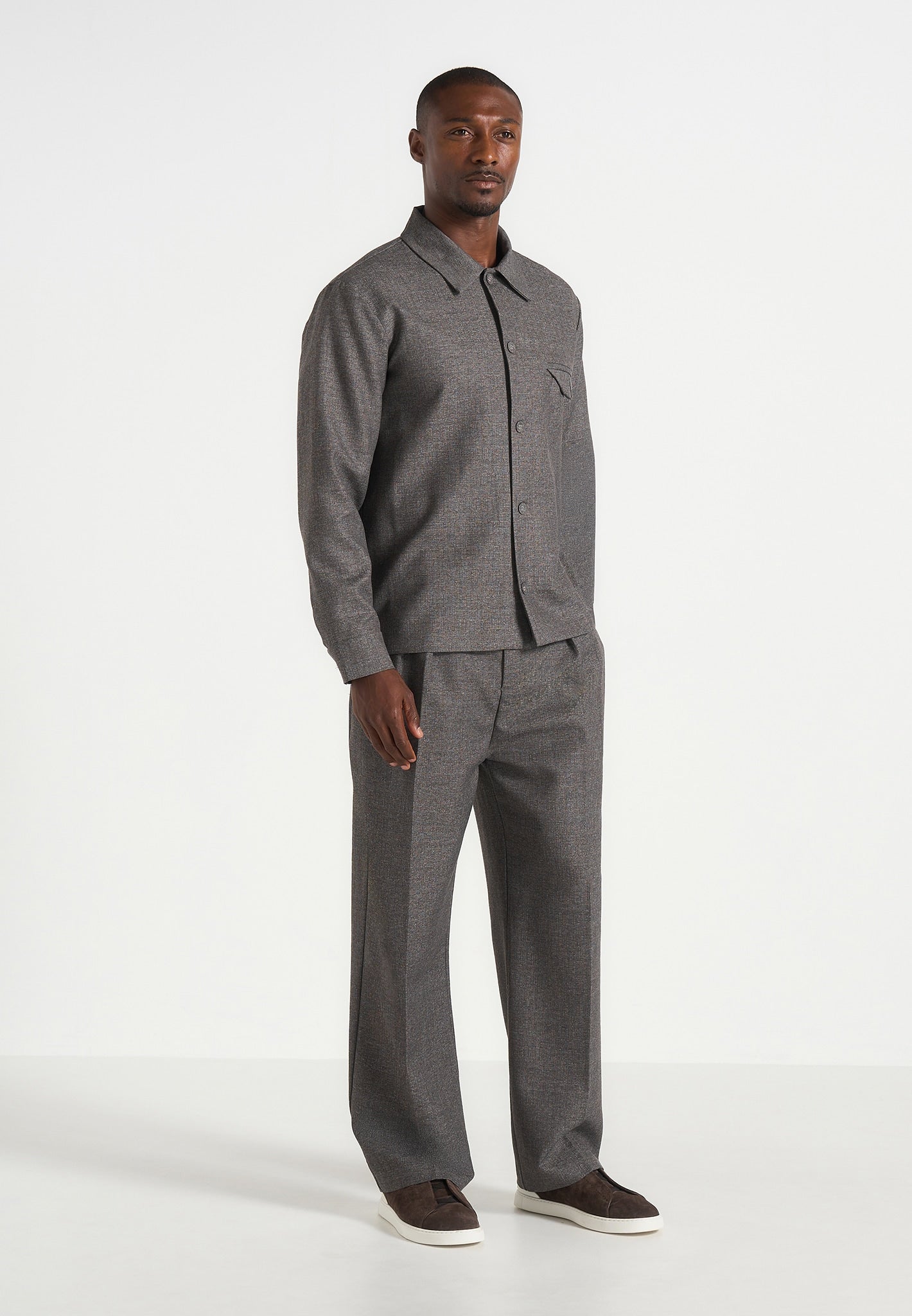 Pierre - Twin Pleat Tailored Pants - Dark Grey