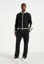 Gael - Contrast Whipstitch Relaxed Track Pants - Black