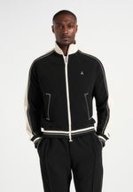 Tristan - Contrast Whipstitch Raglan Track Jacket - Black