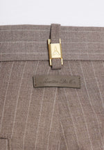 Charles - Wide Fit Wrap Leg Pinstripe Tailored Pants - Taupe