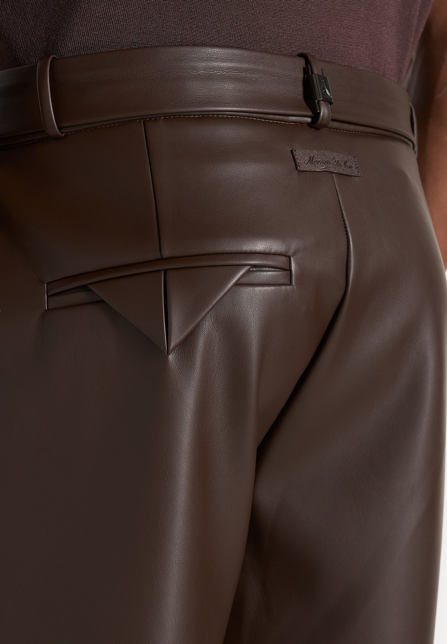 Serge - Relaxed Fit Leather Pleated Pants - Brown