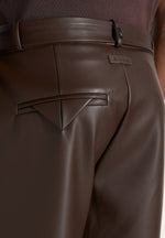 Serge - Relaxed Fit Leather Pleated Pants - Brown