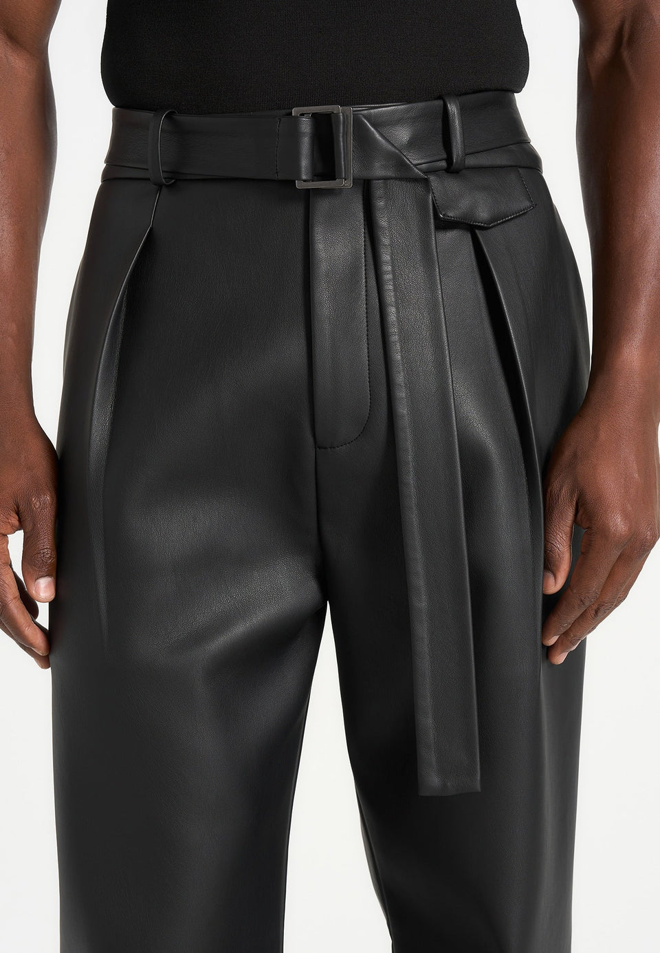 serge-relaxed-fit-leather-pleated-trousers-black