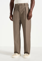 Dorian - Pleated Tailored Pants - Khaki