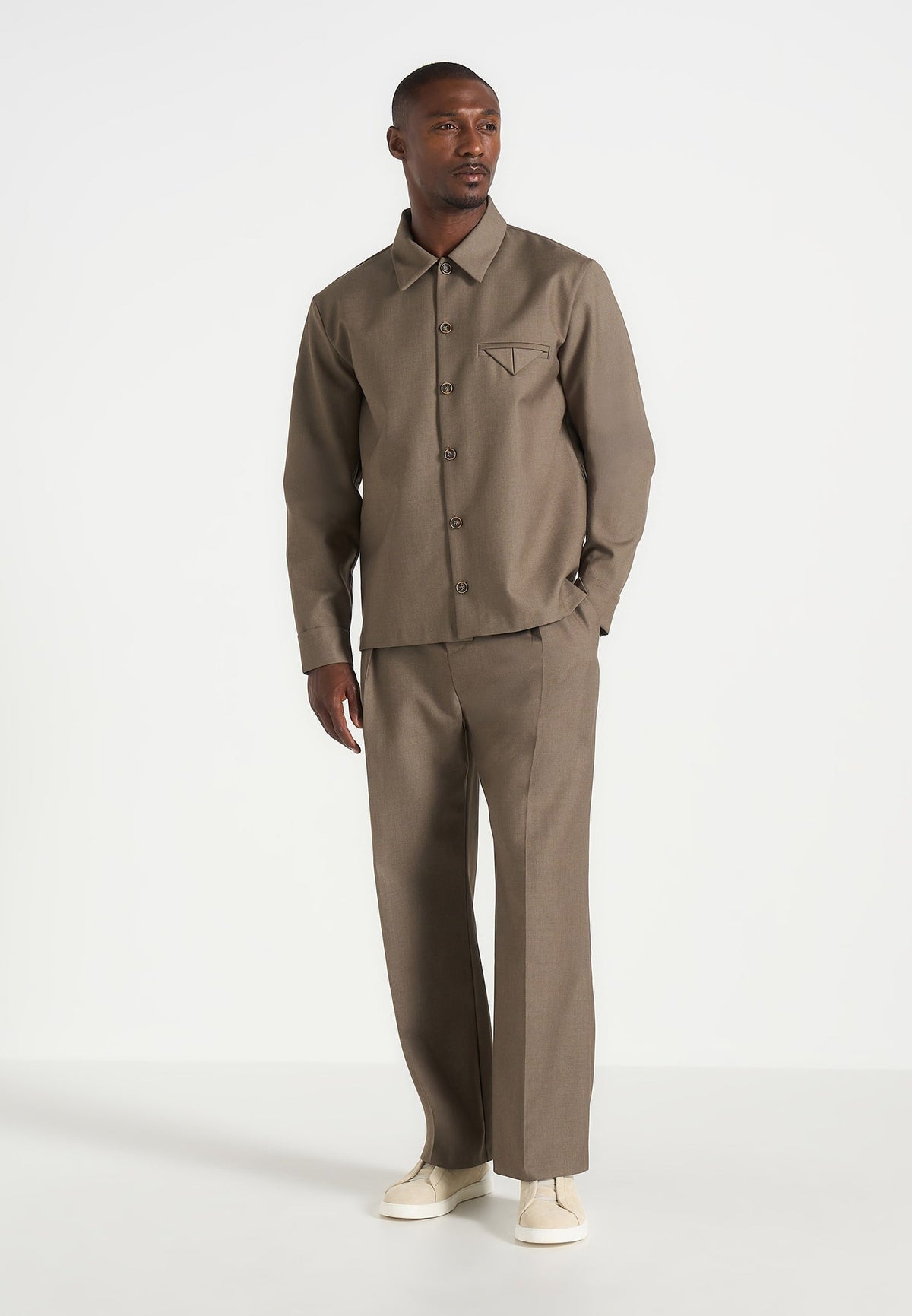 Dorian - Pleated Tailored Pants - Khaki