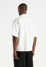 Abel - Boxy Pinstripe Double Breasted Shirt - White