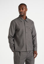 Leo - Hatched Tailored Overshirt - Grey