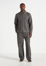 Leo - Hatched Tailored Overshirt - Grey