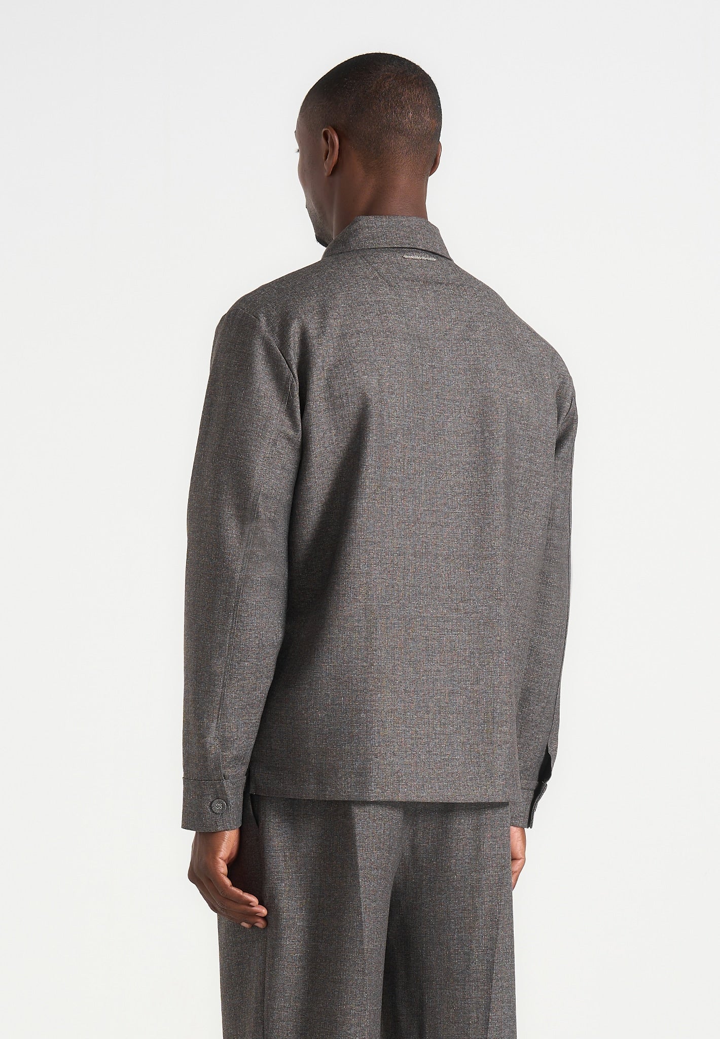 Leo - Hatched Tailored Overshirt - Grey