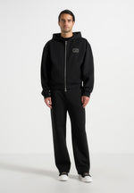Ray - Unisex Neoprene Cropped Zip Hoodie - Black