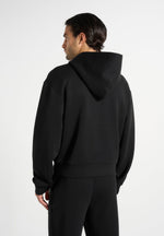 Ray - Unisex Neoprene Cropped Zip Hoodie - Black