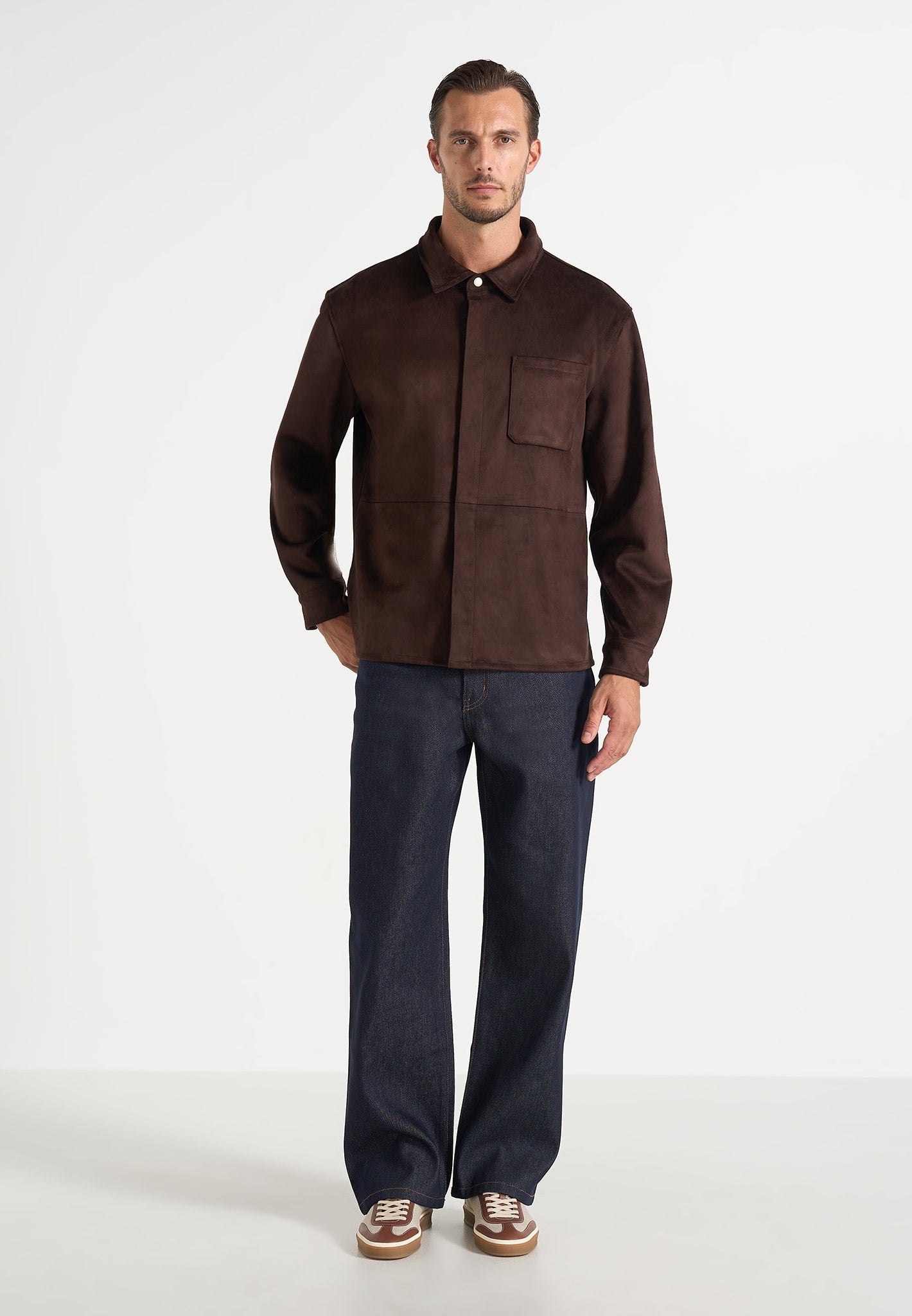 Andy - Unisex Suede Long Sleeve Shirt - Brown