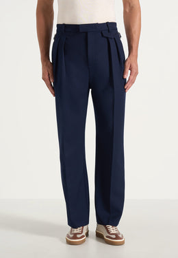 Pierre - Twin Pleat Tailored Trousers - Navy