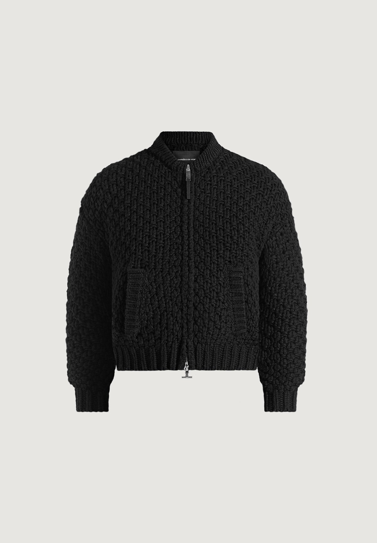 darel-speckled-knit-bomber-jacket-black