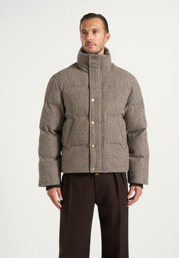 Tate - Check Wool Puffer Jacket - Brown