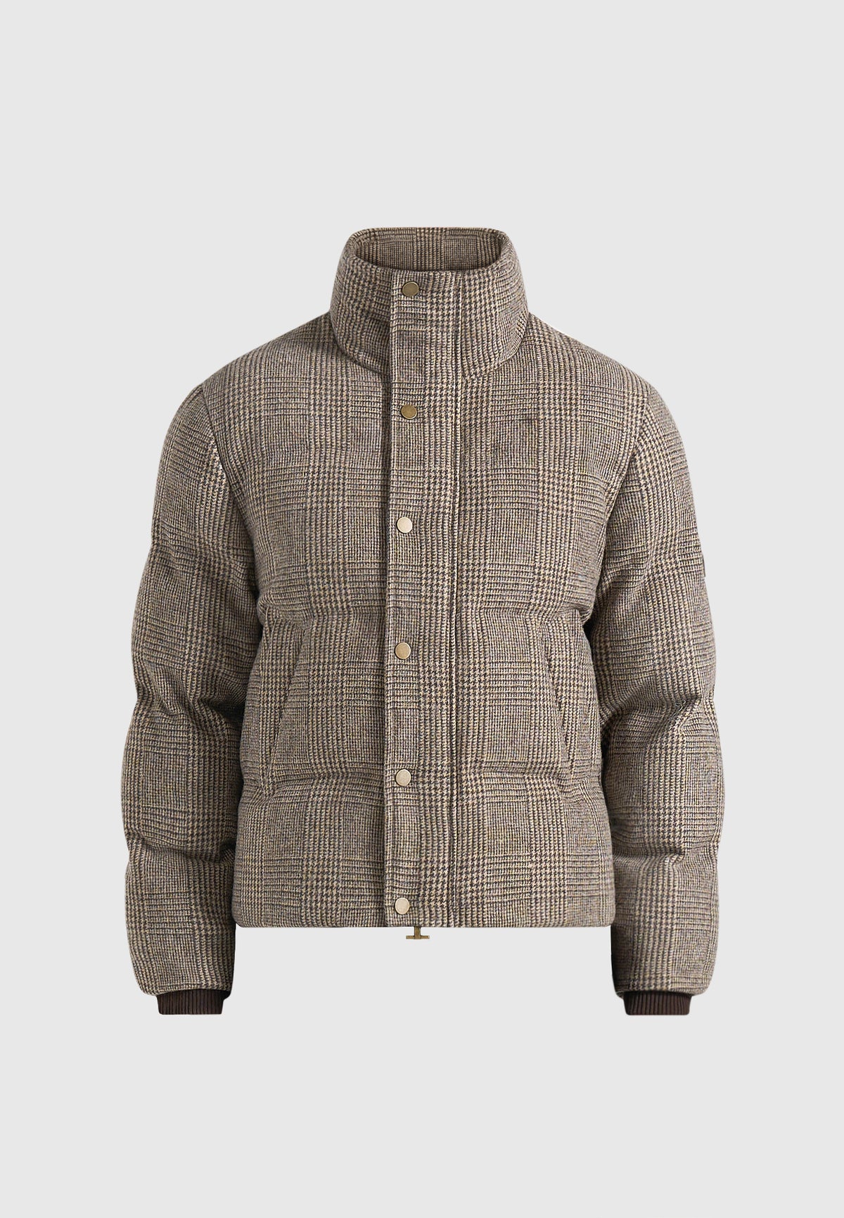 Tate - Check Wool Puffer Jacket - Brown