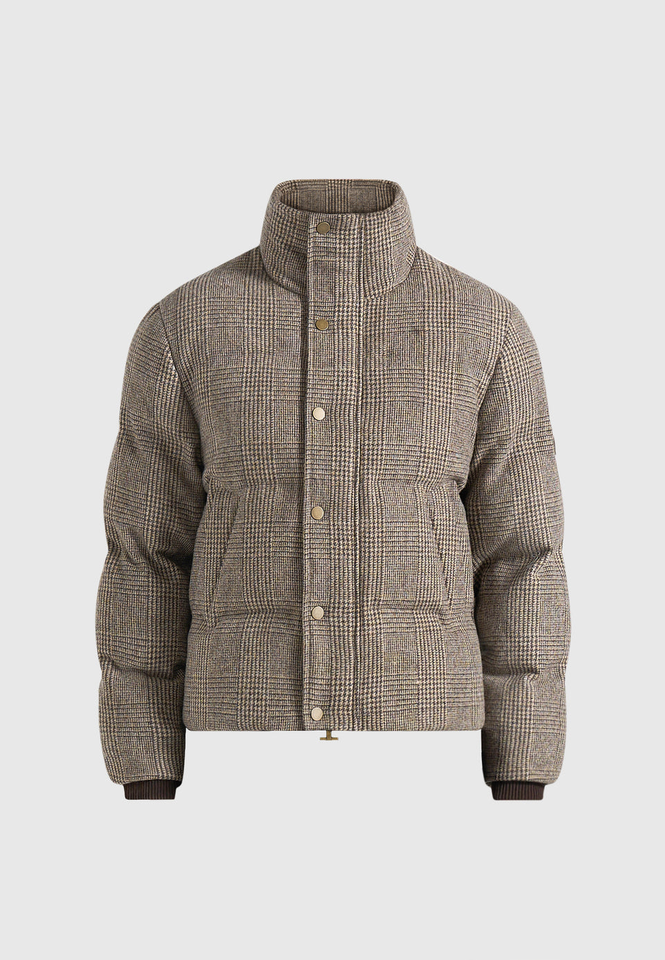Tate - Check Wool Puffer Jacket - Brown