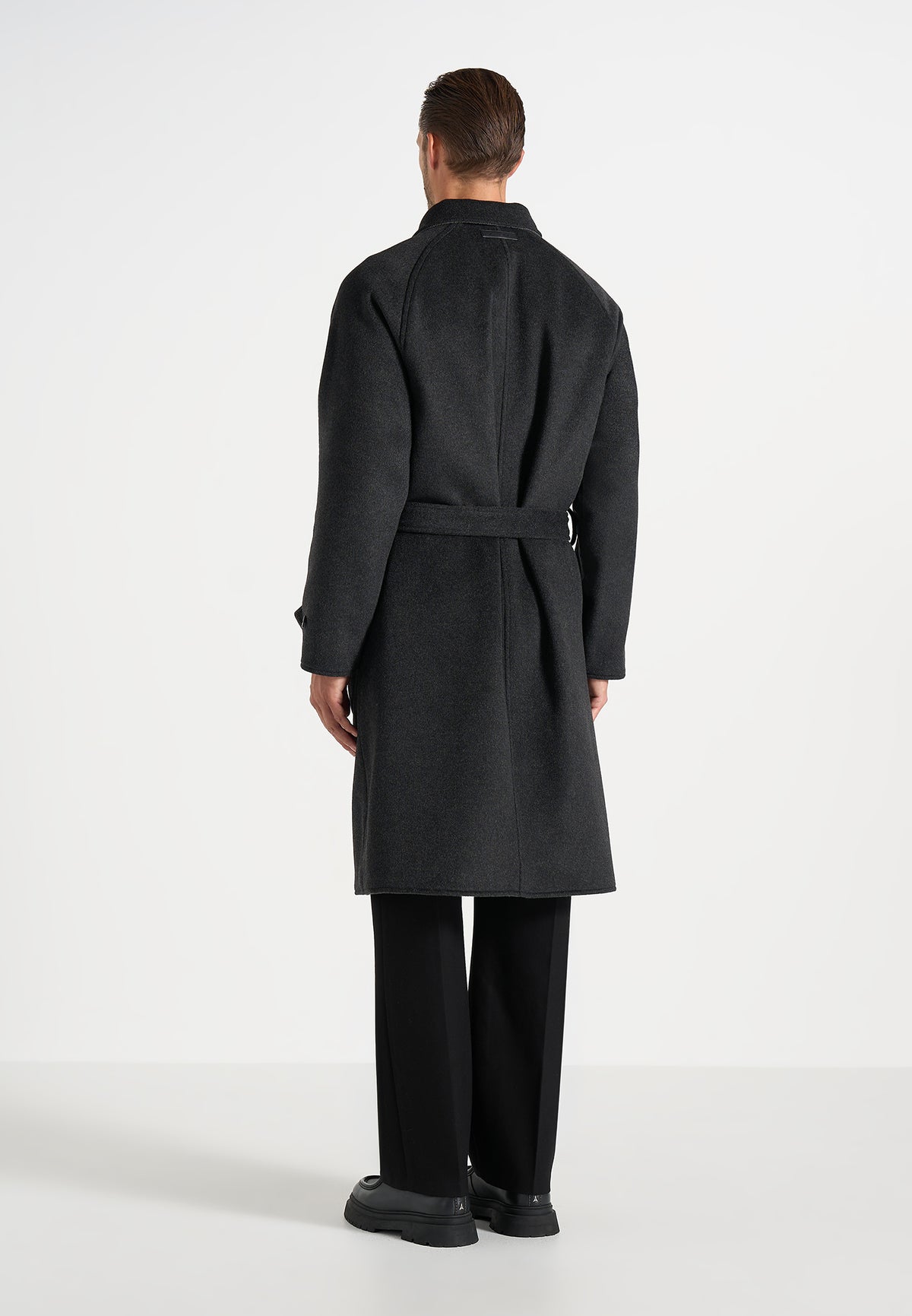Alfie - Reversible Belted Wool-Blend Car Coat - Grey / Black