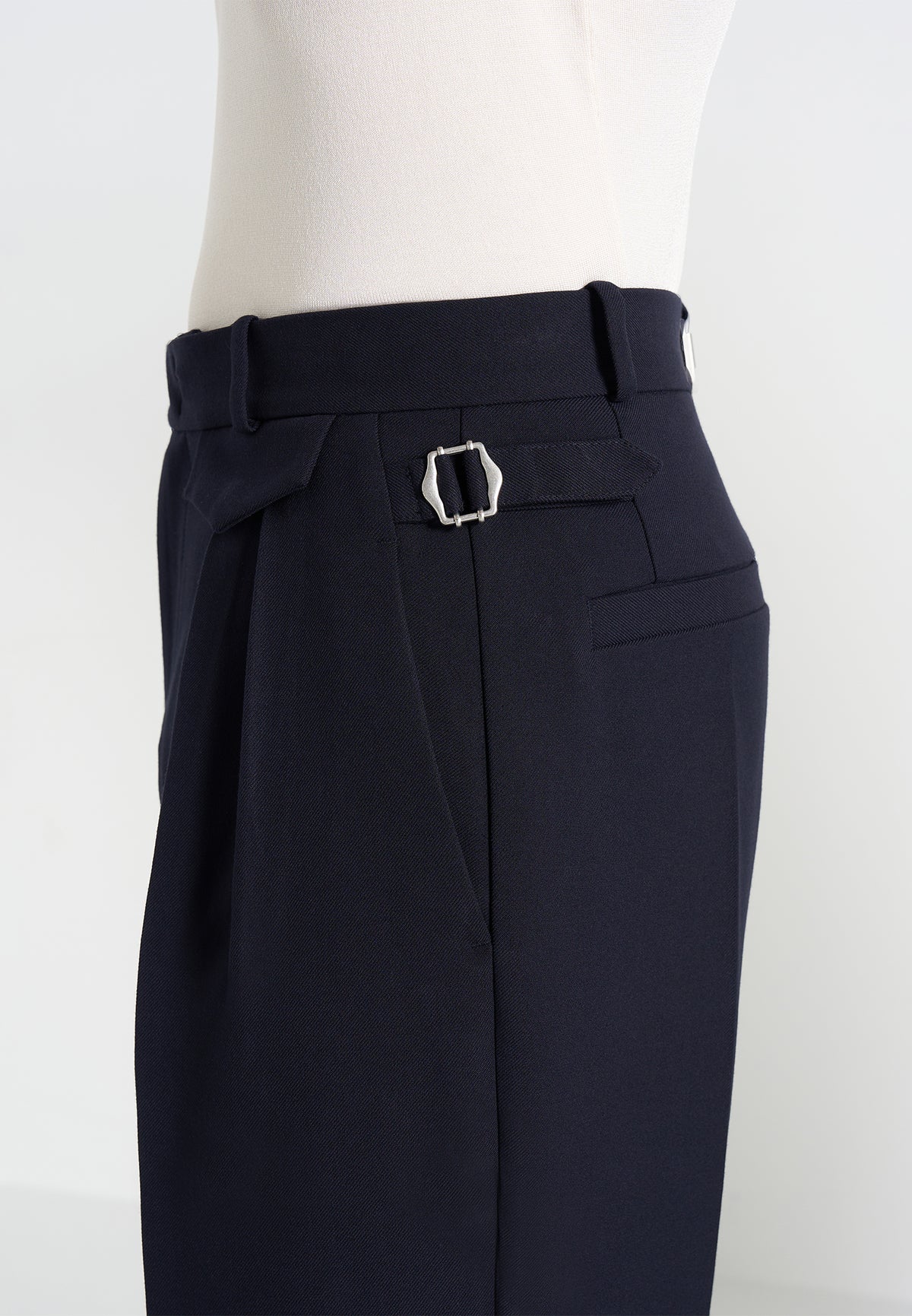Pierre - Twin Pleat Tailored Wool-Blend Trousers - Dark Navy