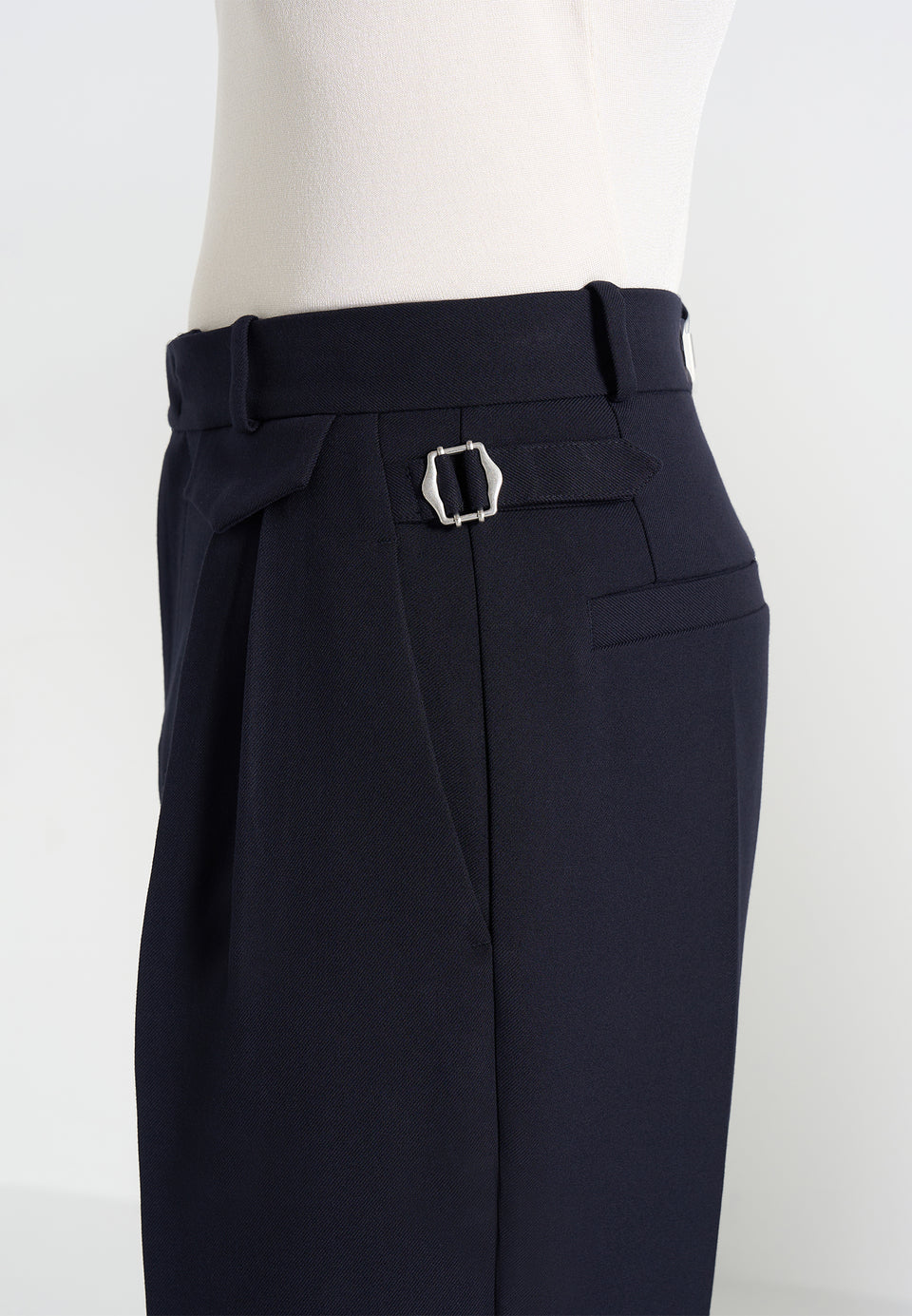 Pierre - Twin Pleat Tailored Wool-Blend Trousers - Dark Navy