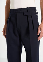 Pierre - Twin Pleat Tailored Wool-Blend Trousers - Dark Navy