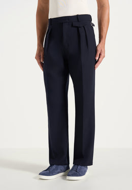 Pierre - Twin Pleat Tailored Wool-Blend Trousers - Dark Navy