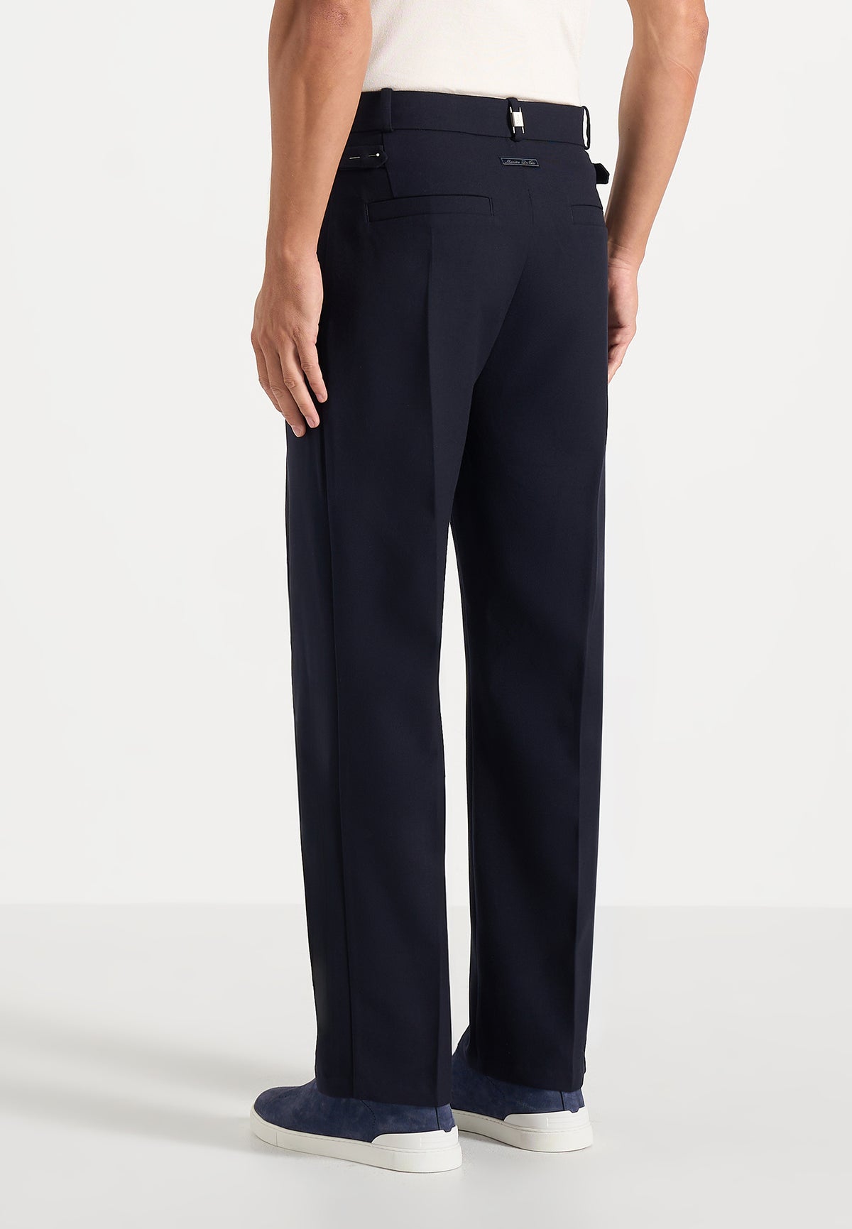 Pierre - Twin Pleat Tailored Wool-Blend Trousers - Dark Navy