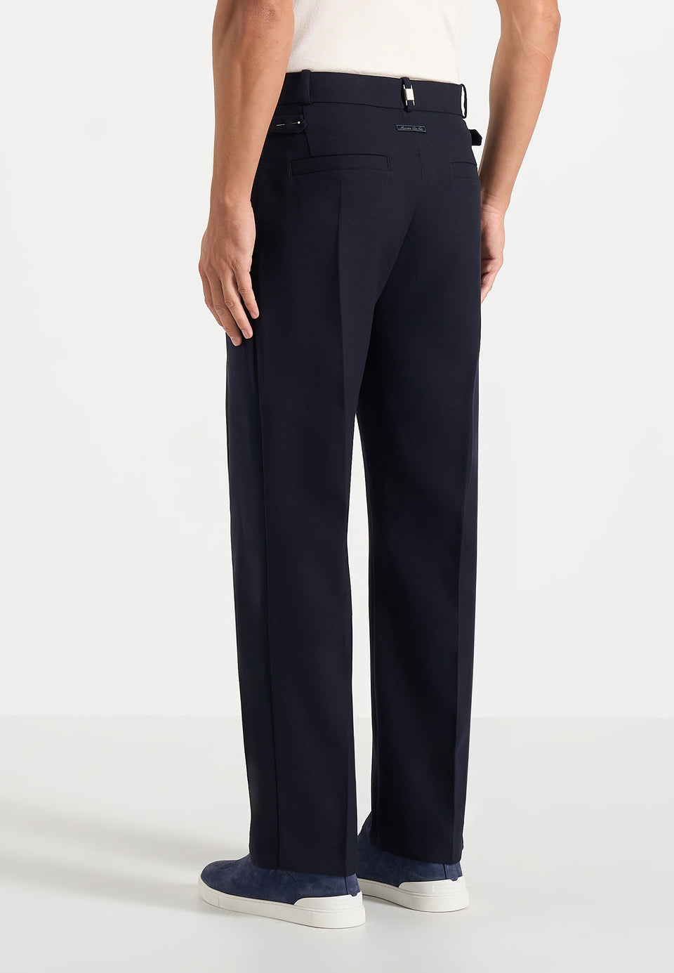 Pierre - Twin Pleat Tailored Wool-Blend Trousers - Dark Navy