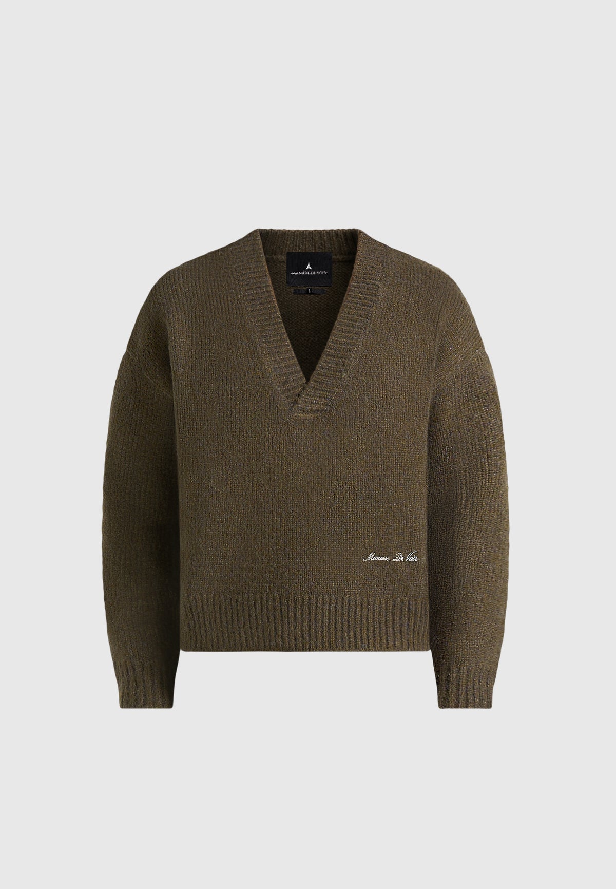 Chad - V-Neck Wool-Blend Knit Jumper - Olive