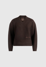 Remi - Signature Ribbed Wool-Blend V-Neck Jumper - Dark Brown