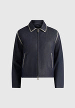 Alex - Whipstitch Boxy Denim Jacket - Indigo