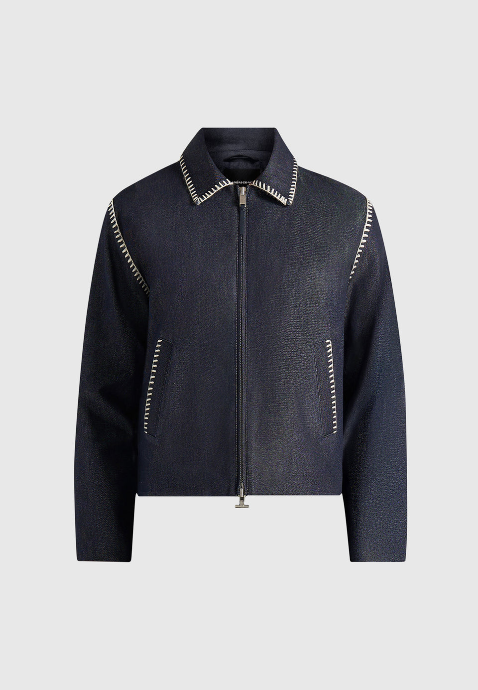 Alex - Whipstitch Boxy Denim Jacket - Indigo