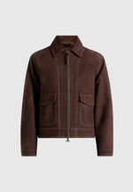 Vince - Suede Contrast Stitch Jacket - Brown