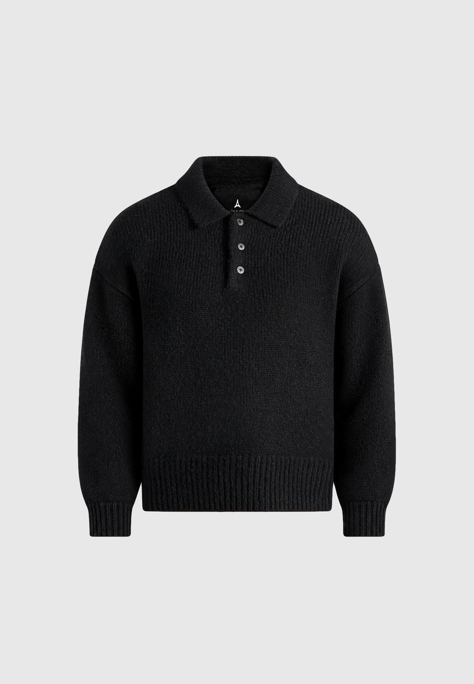 Finn - Brushed Wool-Blend Polo Knit Jumper - Black