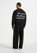 Kamil - Art Slogan Speckled Brushed Wool-Blend Knit Jumper - Black