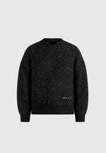 Kamil - Art Slogan Speckled Brushed Wool-Blend Knit Jumper - Black