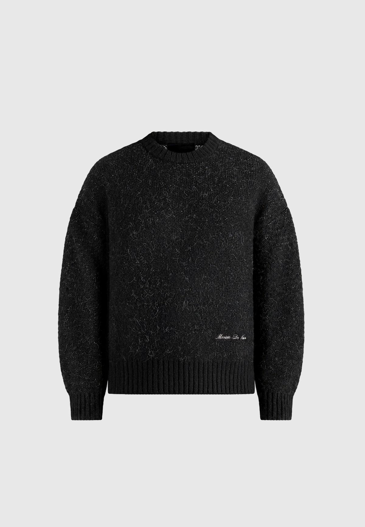 Kamil - Art Slogan Speckled Brushed Wool-Blend Knit Jumper - Black