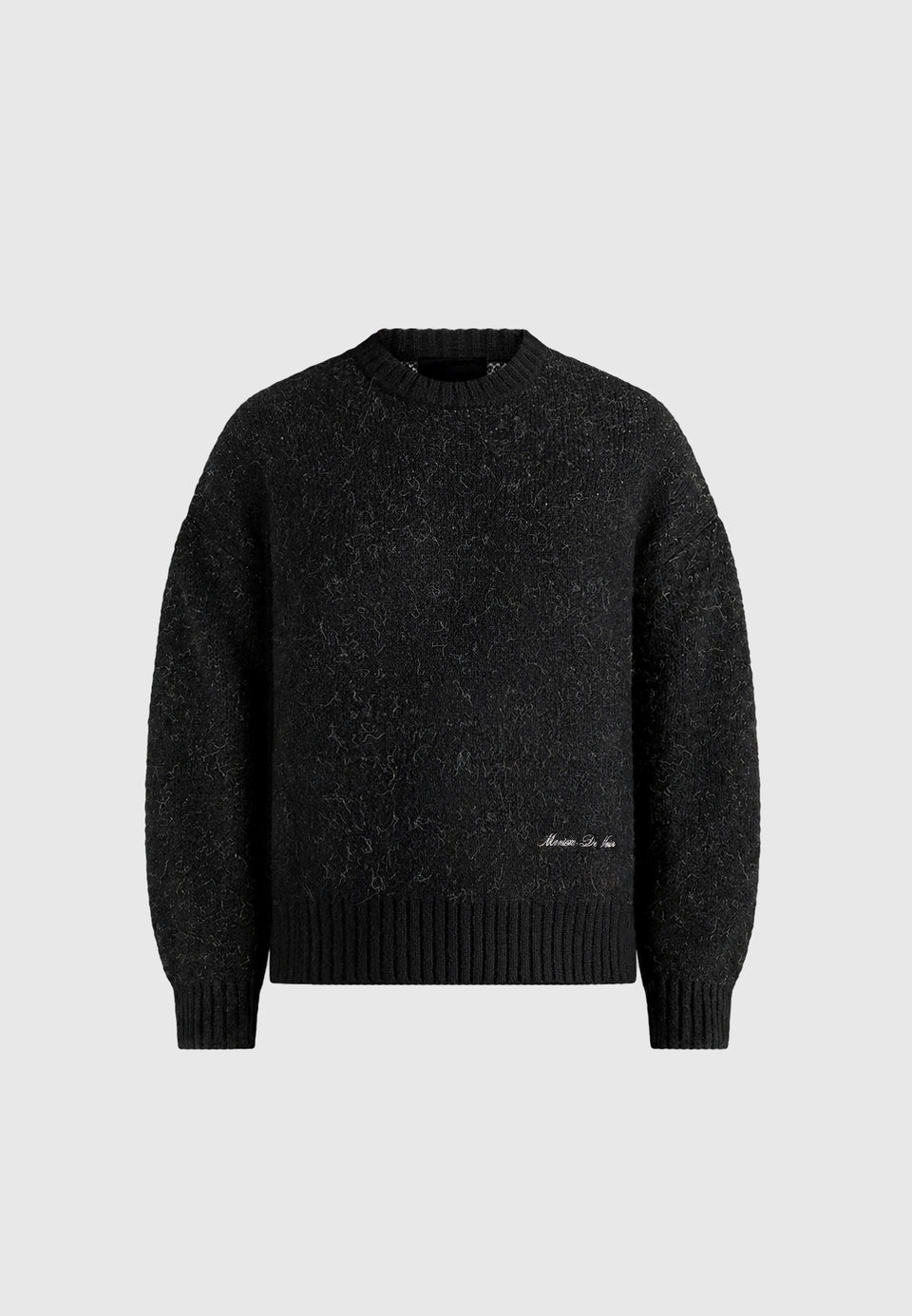 Kamil - Art Slogan Speckled Brushed Wool-Blend Knit Jumper - Black