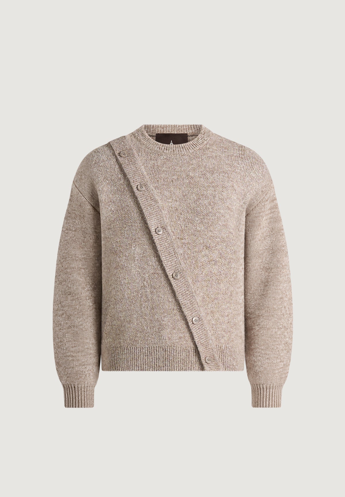 Theo - Asymmetric Brushed Wool-Blend Knit Jumper - Taupe